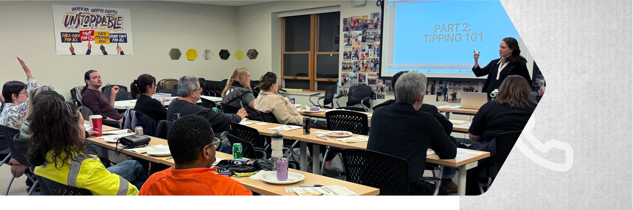Participants attending a workplace rights training led by a Heartland organizer.